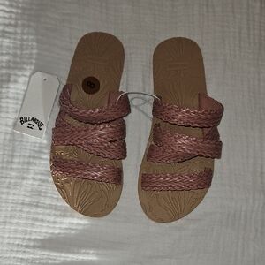 Billabong Pink and Tan Braided Sandals
